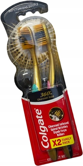 [693495-4] BROSSE A DENTS COLGATE 360 CHARCOAL GOLD 1+1