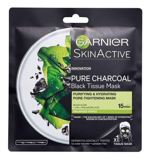 [600542-25] MASQUE TISSU PURIFIANT & HYDRATANT & REDUCTEUR DE PORES SKINACTIVE 3EN1 GARNIER